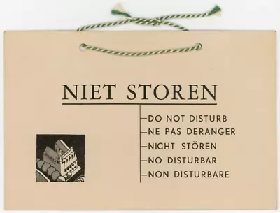 Vintage Dutch Niet Storen Do Not Disturb Hotel Room Door Sign • $54.99