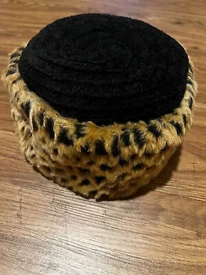 Vintage Betmar New York Leopard Animal Print Faux Fur Pill Box Hat • $18.99