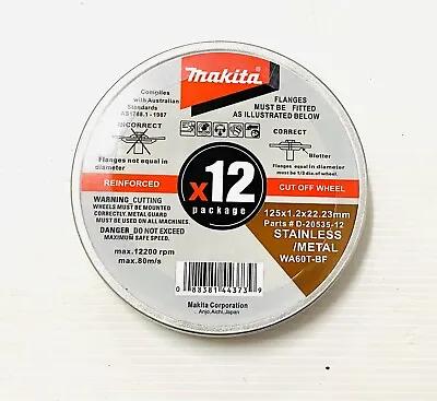 $28 • Buy Makita Reinforced Metal/ Stainless Cutting Wheel 125mm X1.2mm 12Pieces AU Stock
