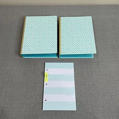 Fashion  MINI  (Half Size) 3-Ring Binder Decorative Blue & Gold Set Of 2 • $24.99