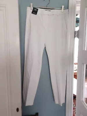 Marks And Spencer White Cropped Capri Trousers Sz 12 7/8ths Length • £14