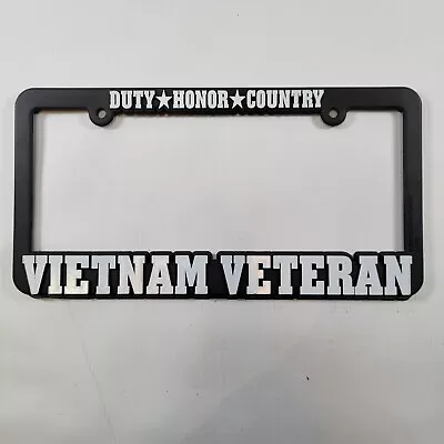 Duty Honor Country Vietnam Veteran License Plate Frame Black White Letters • $5.09