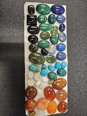 Natural Loose Gemstone Lot Cabochon 50 Pieces Lapis Opal Malachite Tiger Eye • $125