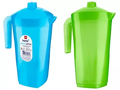 1.6L Plastic Fridge Jug Water Juice Summer Drinks Smoothie Milk Pitcher With Lid • £5.95