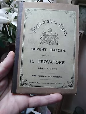 Il Travatore Royal Italian Opera Covent Garden Antique Libretto Booklet  Italian • £16