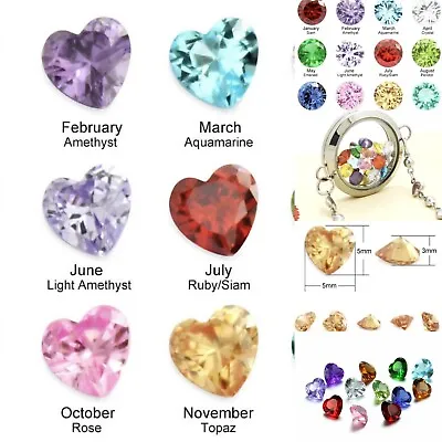 £1.49 • Buy Birthstone HEART ROUND SQUARE OVAL Charms Floating Living Memory Glass A Locket 