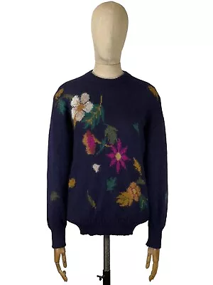 Vintage Burberry Mohair Wool Floral Embroidery Sweater Size 38 • $84.91