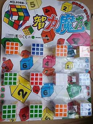 12x Mini Colourful Puzzle Cube Retro Game Puzzle Party Bag Toys 3x3 Squares • £7.95