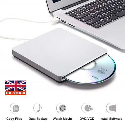 2.0 USB External Slot CD DVD RW Drive Burner Super Drive Apple Mac Book Pro Air • £15.19