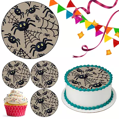 Spider Web Cake Topper Party Decoration Edible Birthday Gift Celebration Cupcake • £5.49