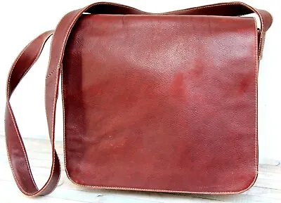 Colombian Brown Genuine Leather Double Side Flap Shoulder Bag X-body Messenger • $34.99