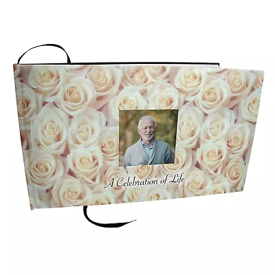 White Roses Funeral Guest Book Memorial Guest Book • $39.95