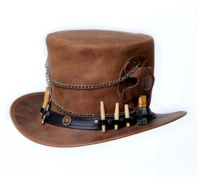 Time Traveler Leather Top Hat Steampunk Gothic Fashion Stylish Accessories Hats • $41.99