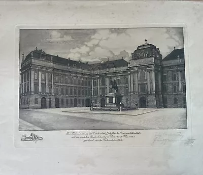 Austria Josef Platz 1926 National Bibliothek Etching Radierung Woyty Wimmer • $200