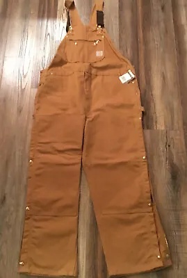 Carhartt Men’s R37 BRN Unlined Zip To The Thigh Bib Coveralls Size 46x32 • $99.99