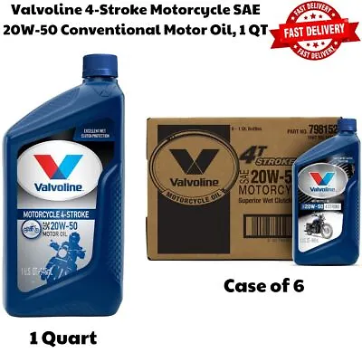 Valvoline 4-Stroke Motorcycle SAE 20W-50 Conventional Motor Oil 1 QT • $10.20