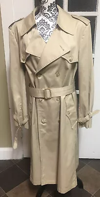 Christian Dior Size 42R Trench Coat Camel Tan Khaki Belted Lightweight Vintage • $115