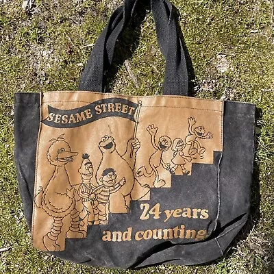 Vintage Sesame Street Black Canvas Crew Tote Bag 1993 • $35