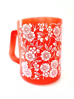 Coffee Mug Vintage  Red  Federal Glassware MILK GLASS MUG USA 16 • $32.90