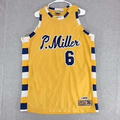 P Miller Basketball Jersey #6 Asphalt Classics 1989 Yellow Blue White Mens L • $19.95