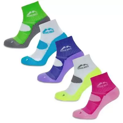 More Mile Womens London 5 Pack Cushioned Running Socks Padded Sports Ankle Sock • £12.90