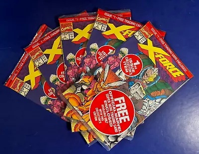 1991 X-Force #1 Comic Book Set Of 5 Factory Sealed With Deadpool Rookie Card New • $15