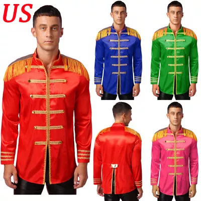 US Mens Sergeant Pepper Cosplay Costumes Medieval Hippy Halloween Fancy Dress Up • $16.45