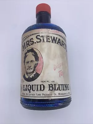 Mrs. Stewart's Vintage 10oz Liquid Bluing Bottle - 3/4 Full Of Original Product • $20.99