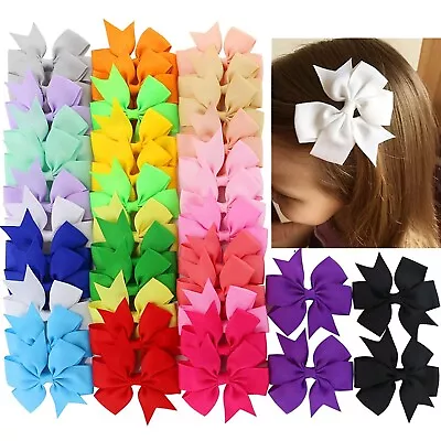 $10.89 • Buy 40 Pcs In Pairs 3  Boutique Hair Bows Clips Accessories For Girls Toddlers Kids 