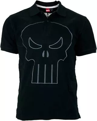 Men's Polo Shirt Black -Marvel Comics The Punisher Polo Shirt Men's - New • $16.99