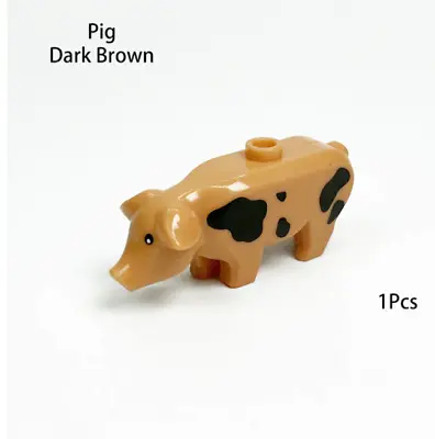 Dark Brown Pig Farm Animal Ham Pork Minifigure Action Figure Block Minifig Toy • £2.99