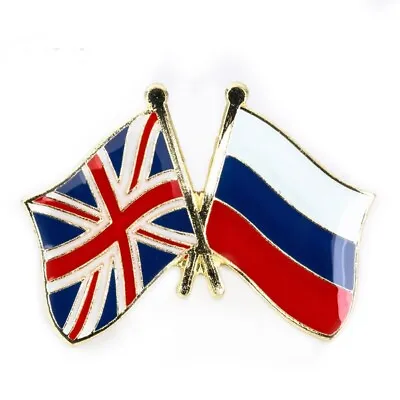 UNION JACK GB UK RUSSIA FRIENDSHIP NATIONAL COUNTRY FLAG Metal Enamel Pin Badge • £3.25