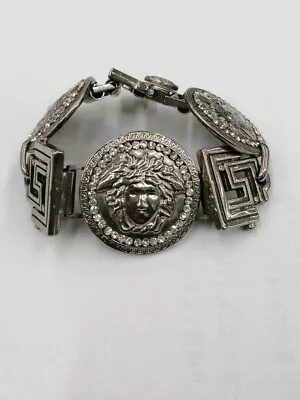 GIANNI VERSACE Silver Jumbo Medusa Bracelet Chain 90's Vintage 18cm • $279.76