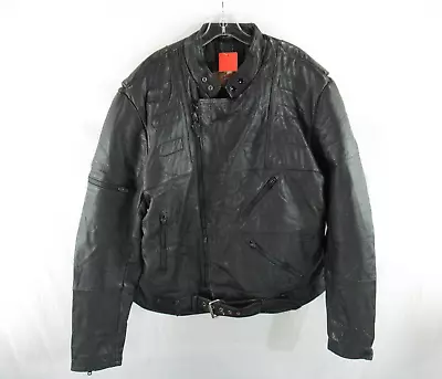 Harley Davidson Men Black Genuine Leather Motorcycle Jacket Size 54 Tall #VIN381 • $299.99