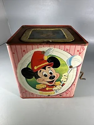 Vintage Disney Mickey Mouse In The Music Box Tin Jack In Box 1958 Mattel! • $10.95