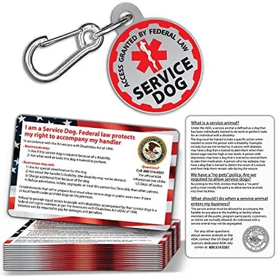 $14.40 • Buy Service Dog ID Tag + 50 ADA Information Cards - Metal Dog Tag Is Double-Sided...