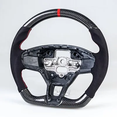 Carbon Flat Bottom Suede Red Steering Wheel For Ford Mustang Mach-E 2021-2024 • $490.89