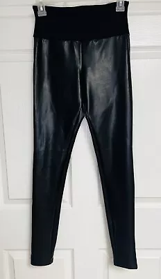 Spanx Assets Leggings Black Small All Over Faux Leather Leggings 20258R NWOT • $18.25