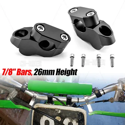 Black Handlebar Riser 7/8  Bars 26mm Height Pullback For KAWASAKI KX85 2001-2024 • $25.99