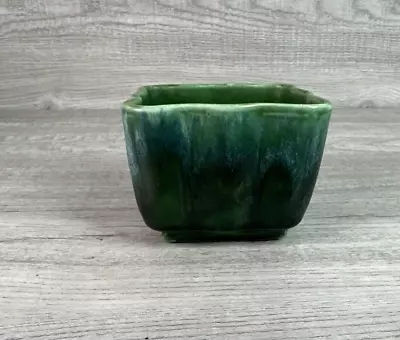 Vintage Unbranded Small Square Ceramic Plant Pot Shades Of Green • $11.24