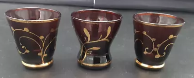 Vintage Purple With Gold Design Shot Glasses (Set Of 3) • $9.99