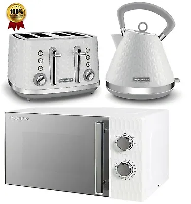 £239.99 • Buy Morphy Richards Set Pyramid Kettle & 4 Slot Toaster With Solo Microwave - WHITE