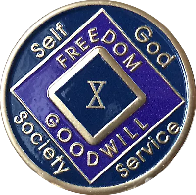 10 Year NA Medallion Triplate Narcotics Anonymous Black Blue & Purple Chip Coin • $43.98