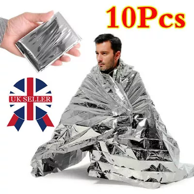 10x Waterproof Emergency Foil Blanket Thermal Camping Rescue First Aid Survival • £6.95