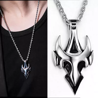 Men Gothic Jewelry Stainless Steel Silver Black Evil Demon Horn Pendant Necklace • $9.59