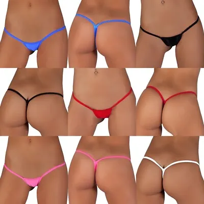 5Pack Womens Mini Micro Thongs Tiny G-string Sexy Y-Back Solid Panties Underwear • $9.49