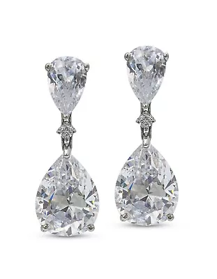 Queen Victoria Coronation Inspired Dangle Earrings 925 Sterling SIlver CZ Jewels • $510.12