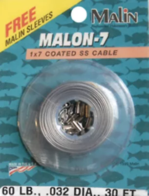 Malin NC60-30 30 Ft Nylon Coated Wire Clr 60 # Fishing Wire Leader • $9.54