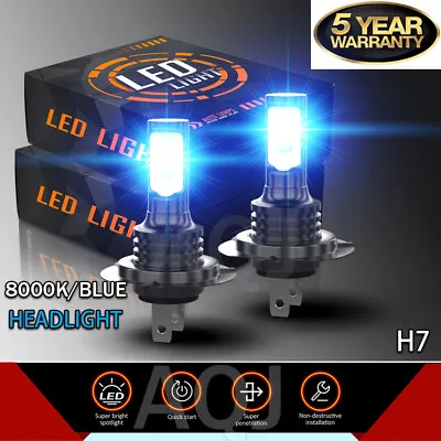 2x Super Bright H7 LED Headlight Kit High Low Beam Bulbs 3600000LM 8000K Blue • $15.59