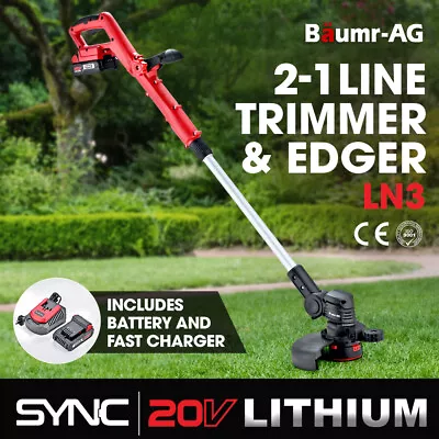 BAUMR-AG LN3 20V SYNC Cordless 2in1 Line Trimmer & Lawn Edger Whipper Snipper • $93